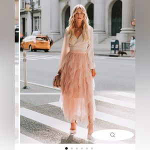 Ruffle tulle midi skirt